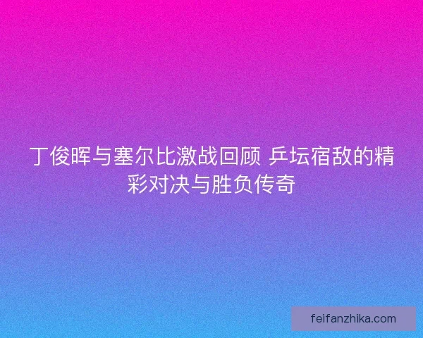 丁俊晖与塞尔比激战回顾 乒坛宿敌的精彩对决与胜负传奇