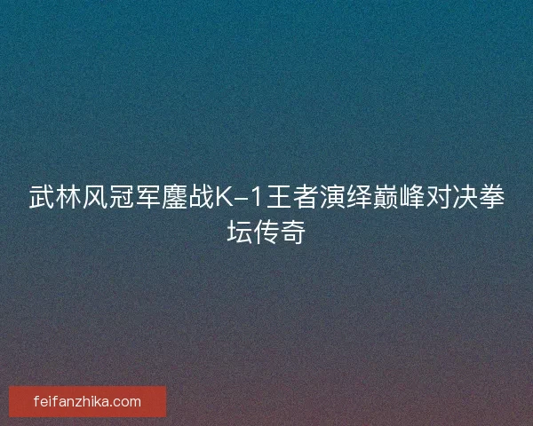 武林风冠军鏖战K-1王者演绎巅峰对决拳坛传奇 武林风冠军鏖战K-1王者演绎巅峰对决拳坛传奇