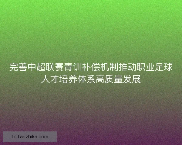 完善中超联赛青训补偿机制推动职业足球人才培养体系高质量发展 完善中超联赛青训补偿机制推动职业足球人才培养体系高质量发展