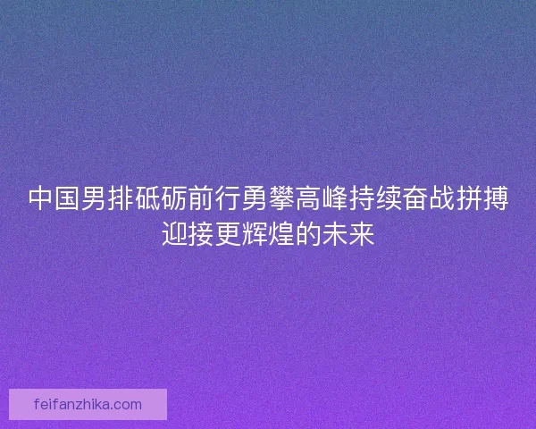 中国男排砥砺前行勇攀高峰持续奋战拼搏迎接更辉煌的未来