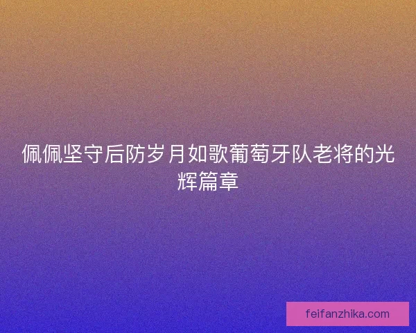 佩佩坚守后防岁月如歌葡萄牙队老将的光辉篇章 佩佩坚守后防岁月如歌葡萄牙队老将的光辉篇章